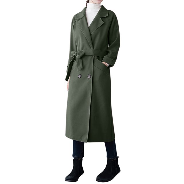 Birdeem Women's Solid Color Lapel Pocket Button Long Woolen Coat Jacket Cardigan Jacket