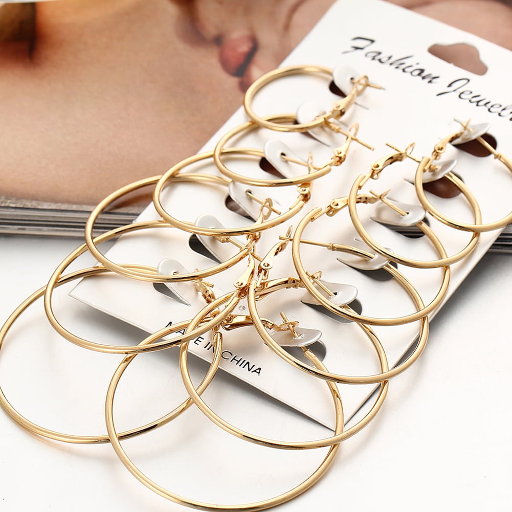 Women Simple Silver/Gold Punk Large Hoop Earrings Big Circle Hoops Jewelry Gift