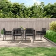thumbnail image 1 of vidaXL 7 Piece Garden Dining Set with Cushions Black Poly Rattan and Steel, 1 of 5