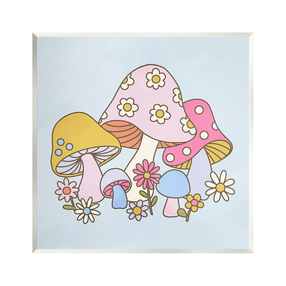 Stupell Industries Groovy Patterned Mushrooms Botanical & Floral Painting Unframed Art Print Wall Art, 12 x 12