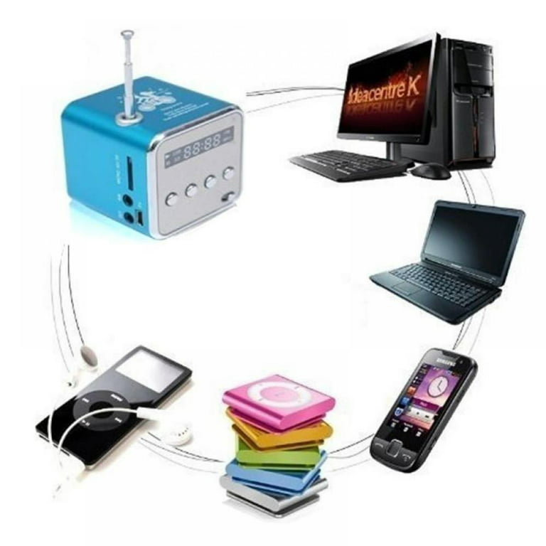 Portable Mini Speaker Music Player FM Radio MicroSD TF USB MP3 - Black 