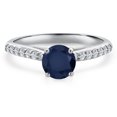 thumbnail image 3 of Gem Stone King 10K White Gold Blue Sapphire and Lab Grown Diamond Engagement Ring for Women | 1.28 Cttw | Round 6MM | Gemstone September Birthstone | Size 9, 3 of 6