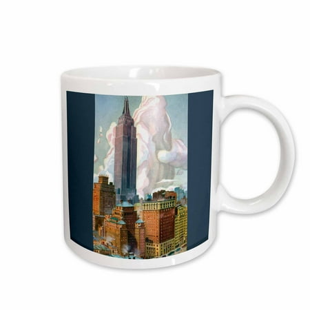 Empire Coffee 3dRose Empire State Building , New York City Postcard Reproduction, Ceramic Mug, 15-ounce ()