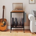 thumbnail image 2 of Costway Record Player Stand with Vinyl Record Storage & Side Storage Pouch, Swivel Wheels Brown, 2 of 10