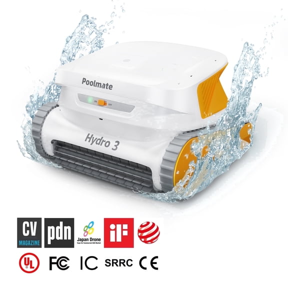 Hydro 3 Cordless Robotic Pool Cleaner,Wall Climbing Function, 200mins Runtime, 2 Brushless Motor   4.1L Filter Basket Ideal for Inground Aboveground Pools