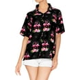thumbnail image 6 of LA LEELA Women's Casual Beach Hawaiian Blouse Shirt T-Shirt Blouses Short Sleeve Button Up Dress Tee Shirts Tops for Women S Flamingo Love, Black, 6 of 6