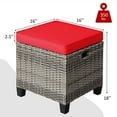 thumbnail image 2 of Gymax Ensemble de 2 Poufs Repose-Pieds en Rotin pour Patio Repose-Pieds en Osier avec Coussins Rouges, 2 of 7