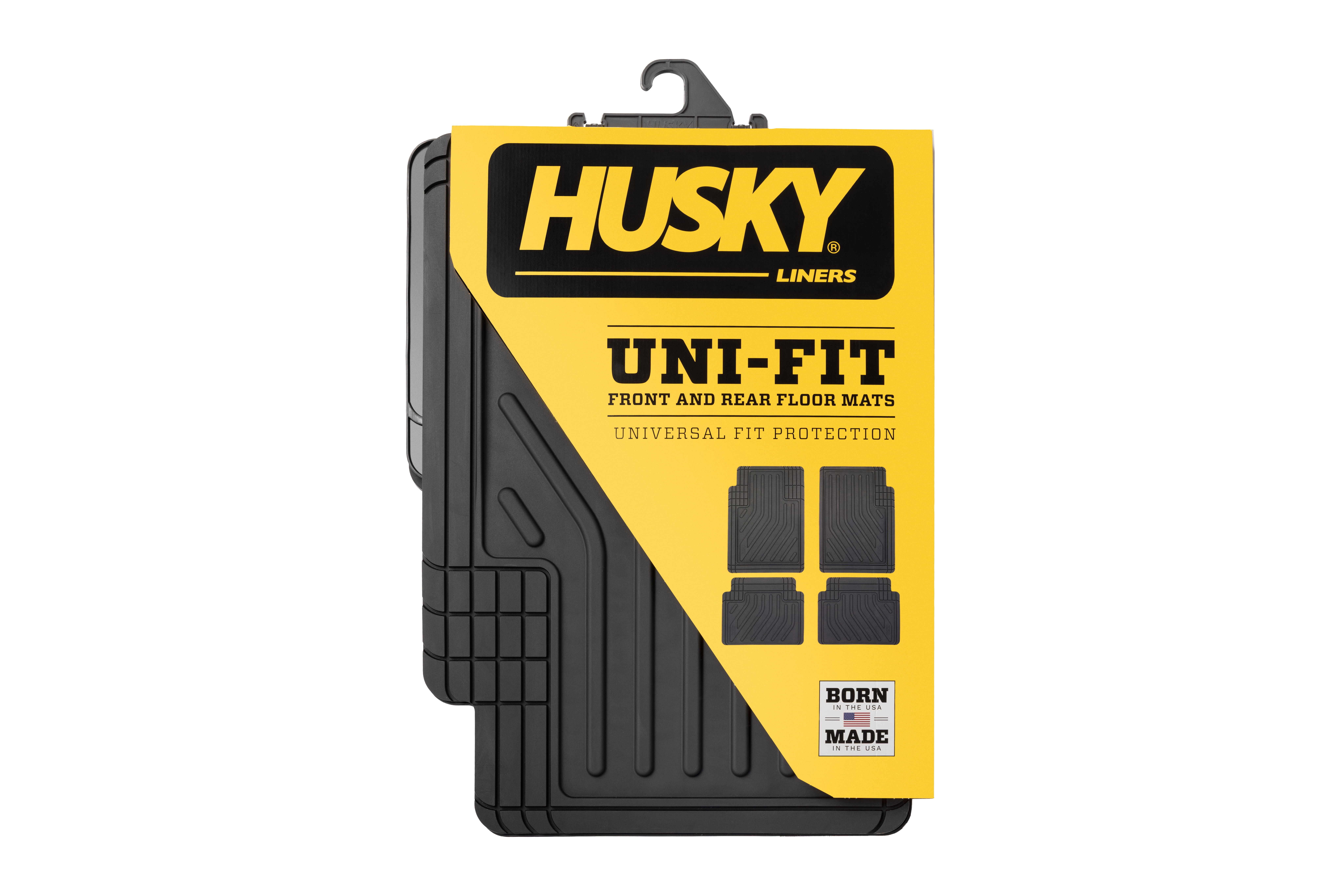 Husky Liners Uni-Fit Universal Automotive Floor Mats for Cars, Trucks, Vans, SUVs - All Weather Protection, Black, Set of 4