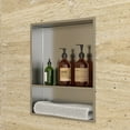 thumbnail image 6 of Logmey 21"x17" Wall Mounted Bathroom Shower Niche Two-Tier Shelves Stainless Steel Bathroom Shelves for Living Room,Washroom in Brushed Nickel, 6 of 8