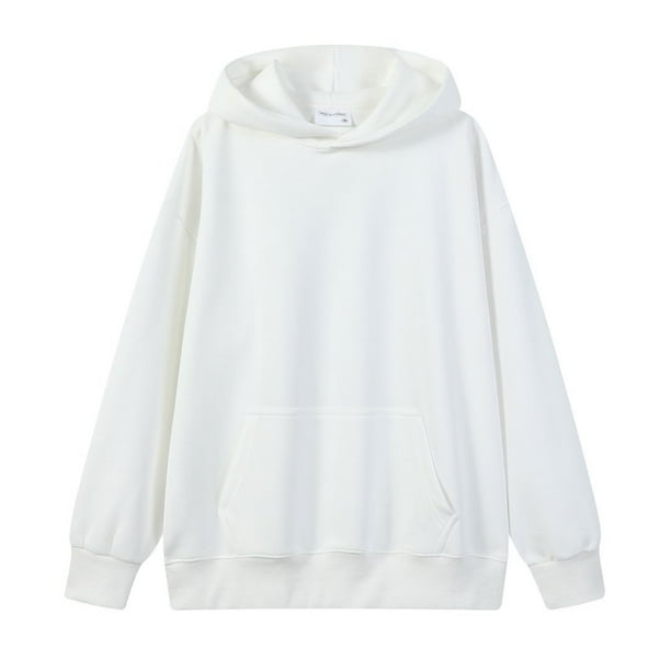Solid color hooded cordless loose sweatshirt for men, autumn and winter heavyweight retro casual versatile pullover sweatshirt for women