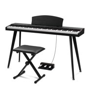 Ktaxon Digital Piano 88 Key Semi Weighted Keyboard with Foldable Bench for Beginners Triple Pedal, Black