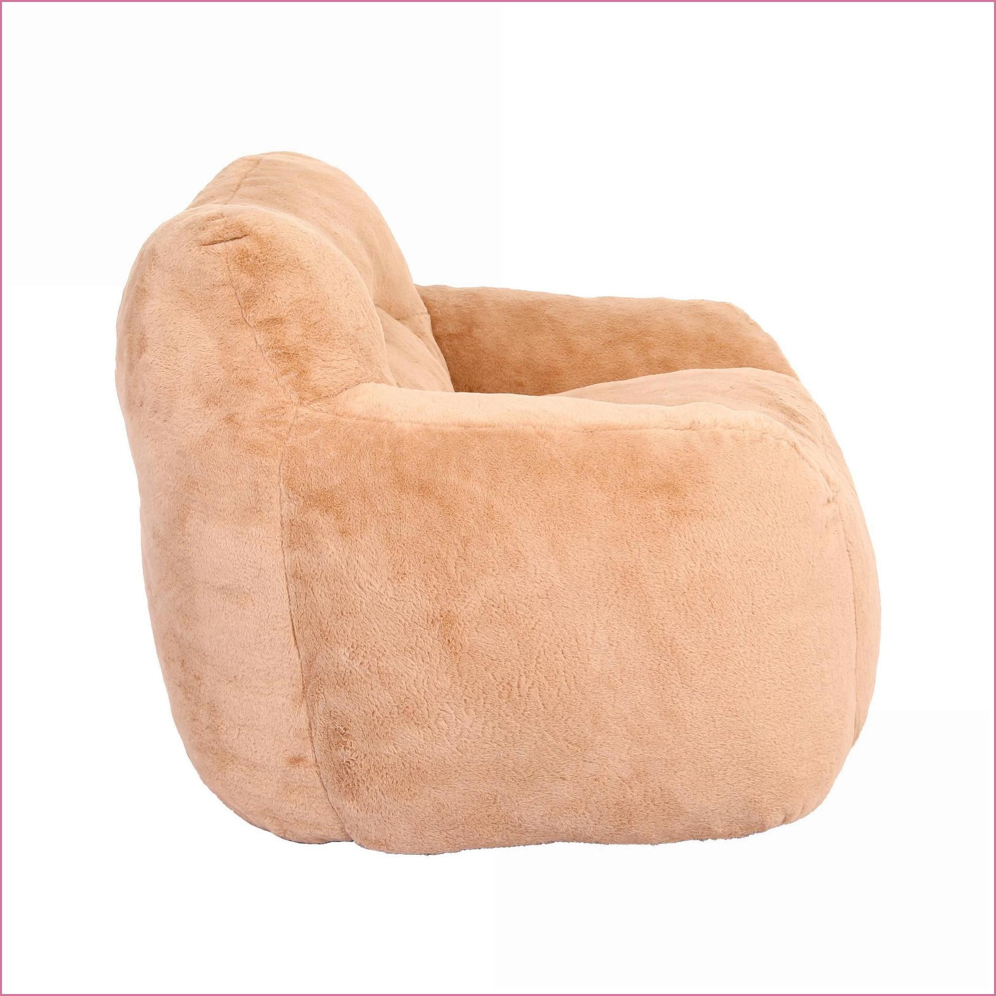 Large Bean Bag Chair with Armrests – High-Density Foam Lazy Sofa for Adults | Faux Fur | Brown