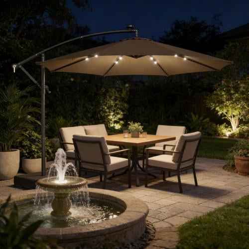 Parasol d'Extérieur Élégant, Parasol de Piscine, Parasol de Patio à Levier