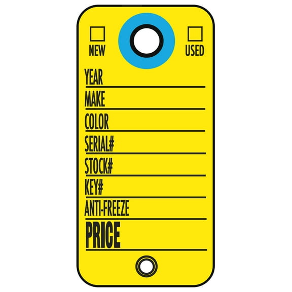 SSWBasics Cardboard Key Tag - Yellow - Key Rings Included - 1 3/8"W x 2 3/4"H - Pack of 500