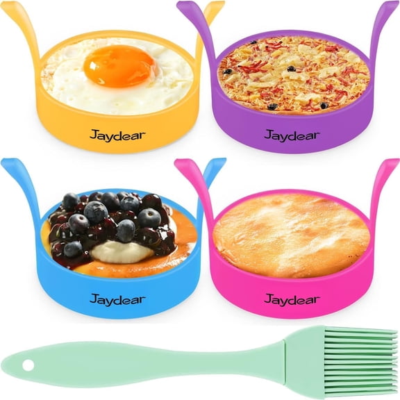 Jaydear Pancake molds: Silicone Egg Rings, Premium Nonstick Multicolored Cooking Ring Molds for Eggs, Pancakes, Muffin Breakfast Sandwiches,