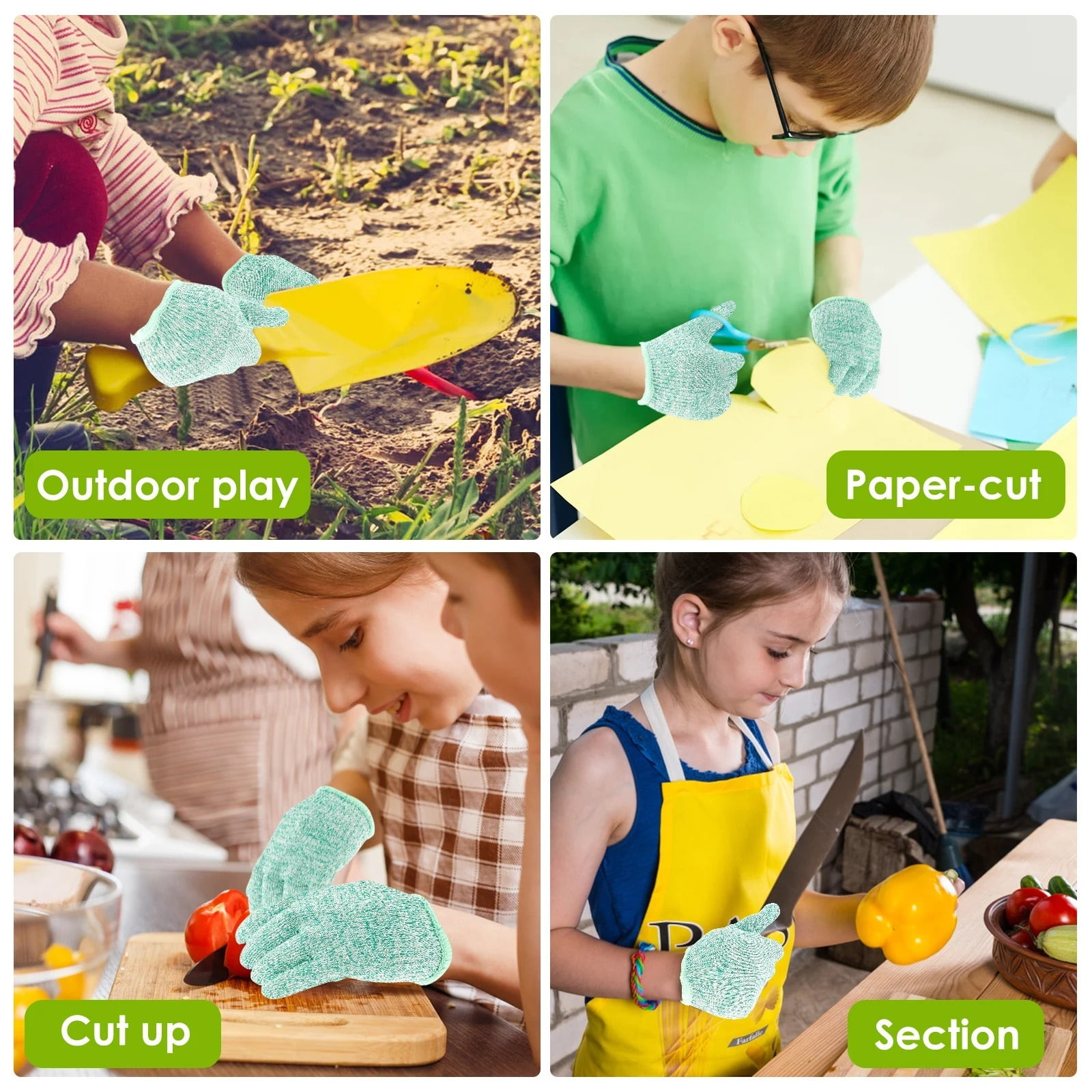 1 Pair Kids Safety Anti Cut Gloves HPPE High-strength Level 5 Protection Cutting Gloves For Children Gardening And DIY Carving ,More Durable