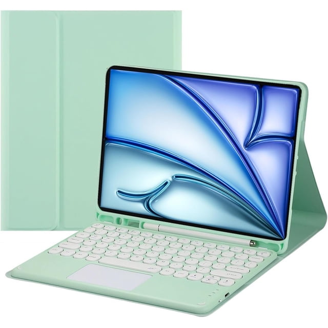 Funda con teclado táctil para iPad Air de 11 pulgadas M3 (2025) / M2 (2024), iPad Air de 5.a (2022) / 4.a generación (2020) de 10,9 pulgadas con portalápices - Teclado Bluetooth táctil magnéticamente