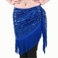 thumbnail image 3 of Nfurl Sequin Tassel Skirt for Women Shiny Belly Dance Hip Scarf Rave Party Festival Mini Skirts Trendy Glitter Sparkly Fringe Skirt Blue Free Size, 3 of 7