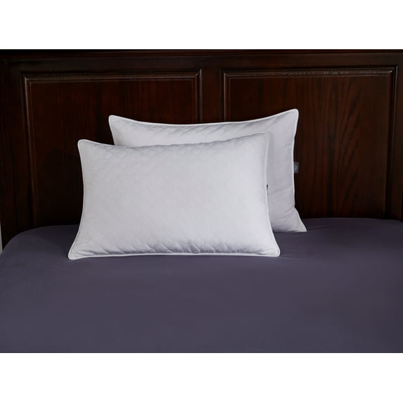 Puredown Quilted White Goose Feather and Down Pillow, Set of 2,White, King Size