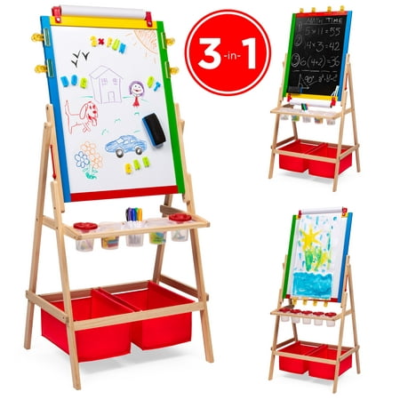 Best Choice Products 3-in-1 Double-Sided Easel Chalkboard & Whiteboard with Paper Roll &