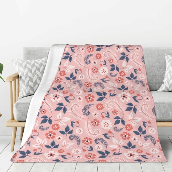 Fuzoiu Tropical Plants Print Flannel Throw Blanket,Light Weight Warm Decorative,Throw Blanket Cover for Sofa, Couch, Bedroom,Travel-40"x30"
