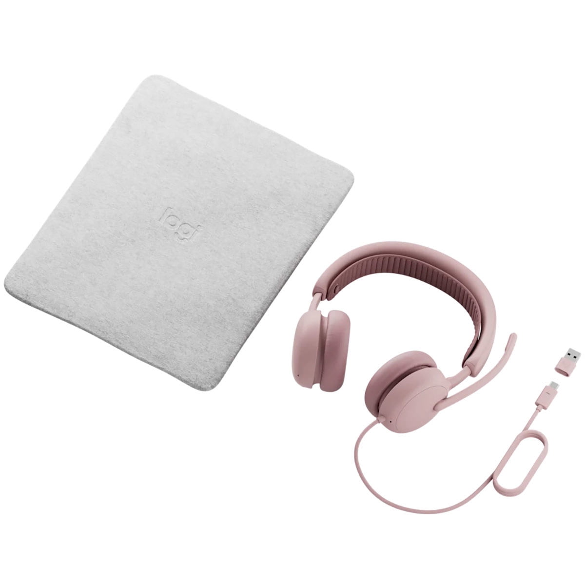 Logitech Zone Wired 2 Active Noise Cancelling Closed-Back On-Ear Stereo Headset, Rose