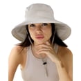 thumbnail image 1 of Sombrero de sol Hatiis de ala ancha de algodón para mujer, color beige, 1 of 7