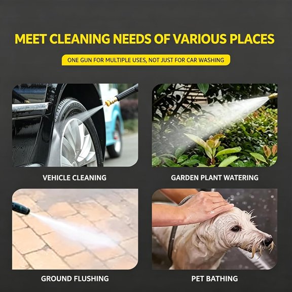NDIUG-High Pressure Hose Nozzle for Garden Hose, Hydroblast Power Nozzle, High Pressure Water Gun Car Wash Spray Gun, Adjustable Twist Hose Nozzle for Home, Driveway & Outdoor Cleaning(1)