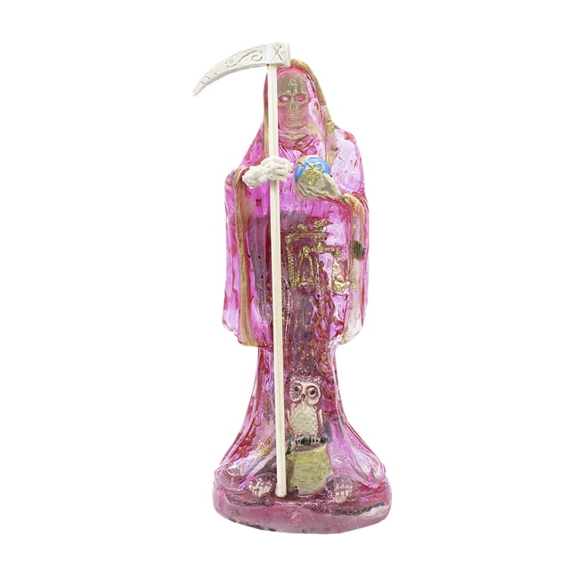 Santa Muerte Rosa Transparente Amor Curada 30 Cm Tarot Felix con Biblia
