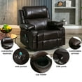 thumbnail image 5 of Faux leather manual Swivel recliner with massage and heat ,2 cup holders,USB Ports-Brown, 5 of 8