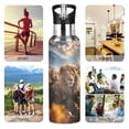 thumbnail image 5 of Lion Flowers Sky Grass Sports Water Bottle with Straw Lid Insulated Stainless Steel Leak Proof BPA Free Thermal Mug with Handle for Gym Yoga Cycling Camping, 5 of 8