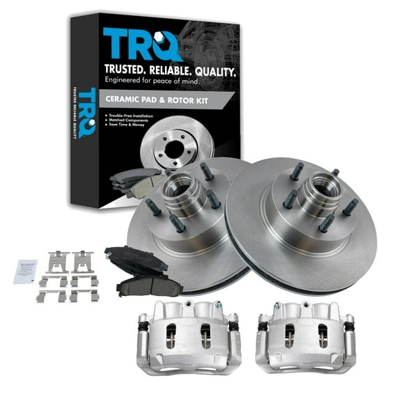 TRQ Front Brake Calipers Ceramic Pads & Rotors Fits Select 95-02 Explorer Ranger Mazda