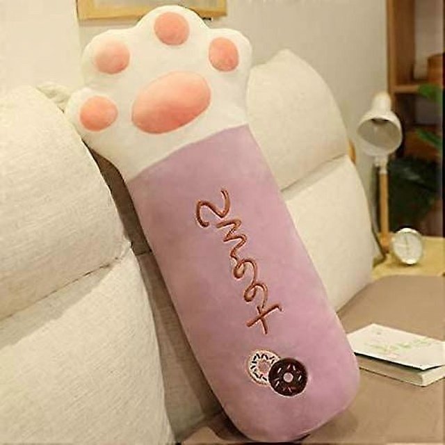 ZHAOCHENG Bonita almohada de tela de terciopelo con forma de gato con garras largas y plumas, almohada de beso de 50 cm