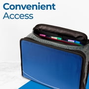 Case-it Mighty Zip Tab Zipper Binder, 3 O-Ring with 5-Color tabs, Expanding File Folder and Shoulder Strap and Handle, D-146- Midnight Blue