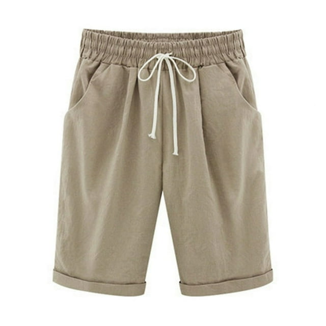 DEELLEEO Womens Summer Shorts Solid Five Points Plus Size Pants on Clearance