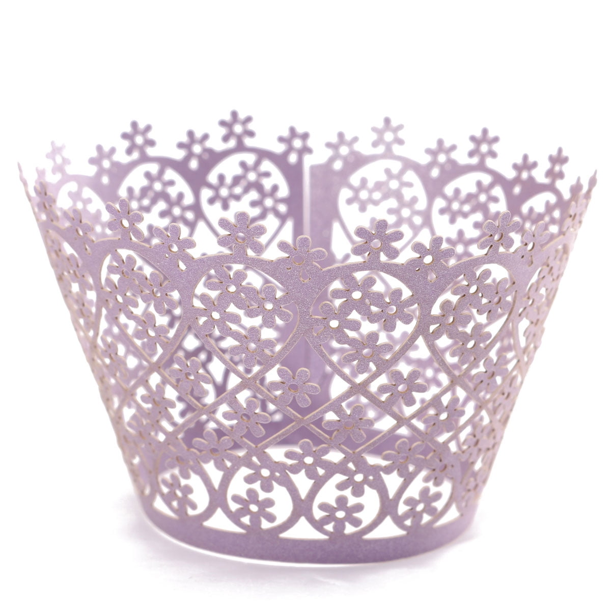12Pcs Pearly Paper Love Style Vine Lace Cup Cake Wrappers