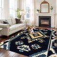 thumbnail image 2 of 5'x7' Area Rugs, Boho Navy Blue Indoor Outdoor Area Rug for Living Room Bedroom, Ethnic Art Geometric Southwestern Washable Bathroom Rugs Kitchen Floor Carpet Mats Home Decor Aesthetic, 2 of 8