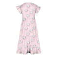 thumbnail image 4 of RXIRUCGD 2025 Summer Clothes for Kids Girls' Summer Flower Print Short Sleeve Ruffled Pockets Round-Neck Printed Dress For Kids, 4 of 5