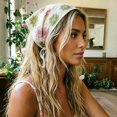 thumbnail image 2 of Multi-Color Floral Crochet Hollow Triangle Headscarf for Women, Lightweight Breathable Knit Tie Back Bandana, Boho Flower Turban Hair Wrap for Daily Travel Beach Outings, 2 of 4