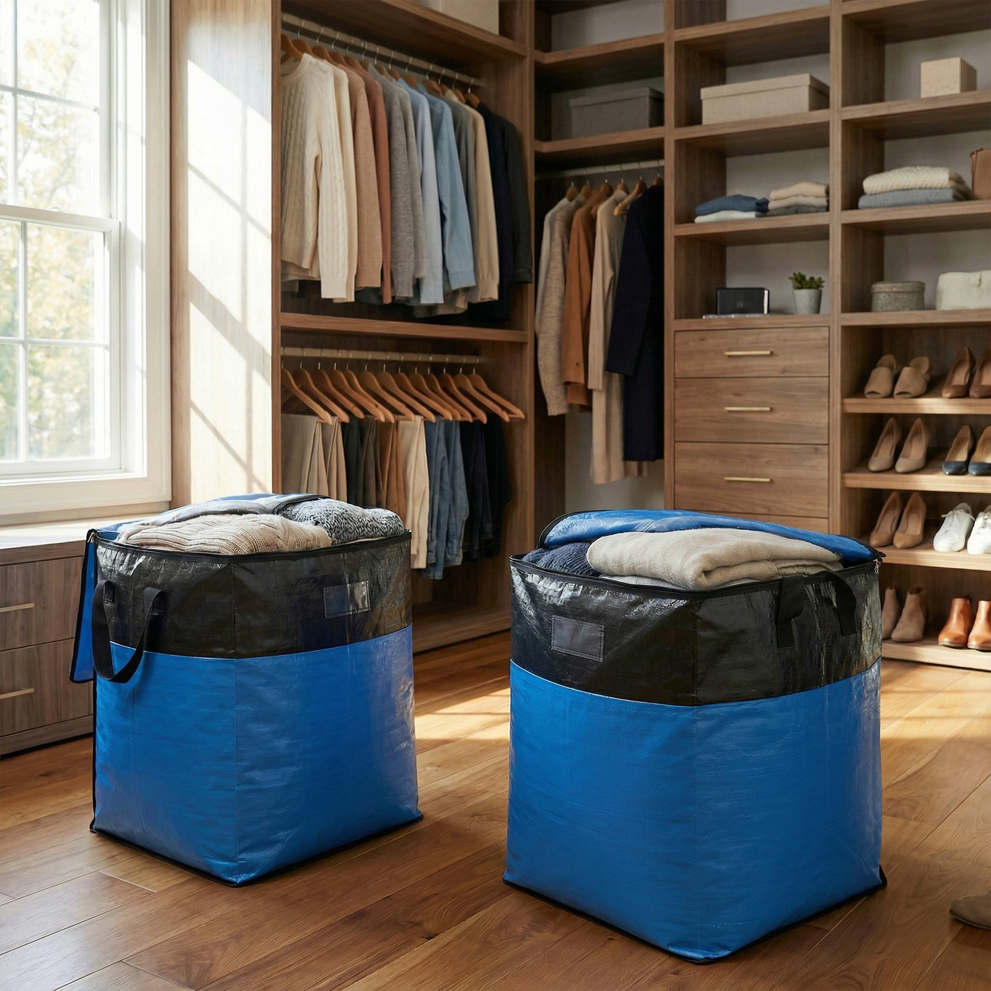 Unique Bargains Storage Bags for Organizing Closet Organizers Blue 15.7"x19.7"x22"