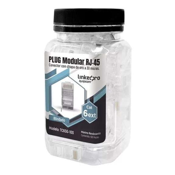 Bote 100 Piezas Plug Rj45 Cat6 Blindado Conector Linkedpro LinkedPRO Plug Rj45 Cat6