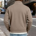 thumbnail image 4 of Mens Quarter Button up Sweatshirt Mock Neck Pullover Long Sleeve Casual Tops Winter Khaki L, 4 of 6