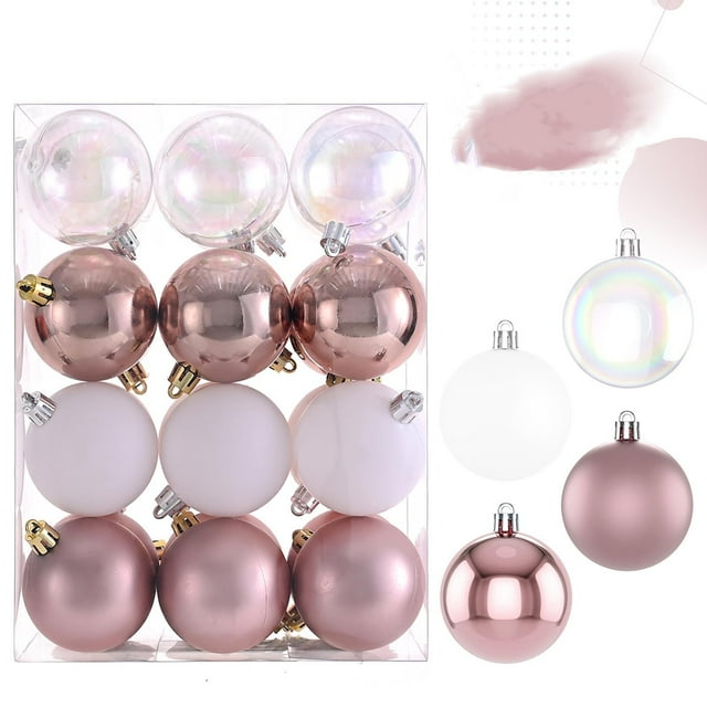 24pc Christmas Decorations 6CM Transparent Electroplating Plastic Holiday Pendant Christmas Tree Hanging Ball Christmas Ball Set