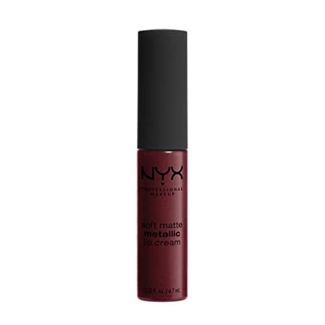 NYX PROFESSIONAL MAKEUP Soft Matte Metallic Lip cream, Liquid Lipstick - Budapest (Deep Mauve With Red Undertone)