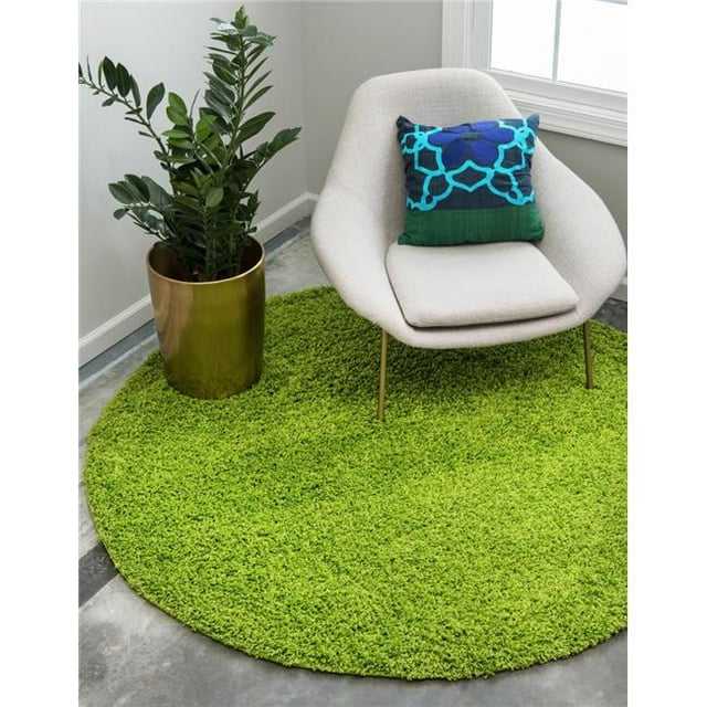 Unique Loom 3151414 3 ft. 3 in. x 3 ft. 3 in. Solid Shag Round Rug, Grass Green