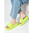 thumbnail image 2 of Gustave Platform Slide Sandals for Women Square Open Toe Wedge Slippers Fashion Comfortable Summer Beach Casual Slip On Shoes, Women 8-9, Green, 2 of 8