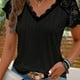 thumbnail image 1 of Eyelet Embroidered Contrast Lace T-Shirt, Elegante Camiseta de Manga Corta para Primavera y Verano, Ropa de Mujer, 1 of 4