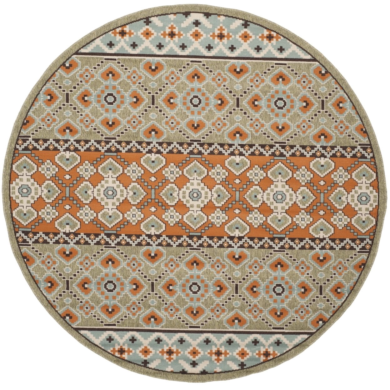 SAFAVIEH Veranda Moriah Southwestern Indoor/Outdoor Area Rug, 6'7" x 6'7" Square, Green/Terracotta