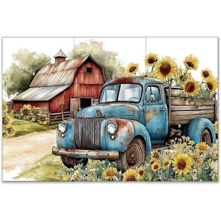 3pcs/Set Retro Truck Rub on Transfers for Furniture and Crafts 6x12 Inch Farm Transport Furniture Transfer Sticker Furniture Decals Decor for Furniture