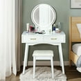 thumbnail image 3 of Gymax Vanity Dressing Table Set Touch Screen 3 Lighting Modes Mirror Padded Stool, 3 of 10
